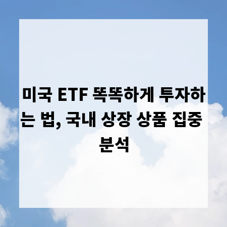 미국 ETF 똑똑하게 투자하는 법, 국내 상장 상품 집중 분석