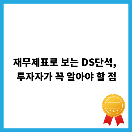 재무제표로 보는 DS단석, 투자자가 꼭 알아야 할 점