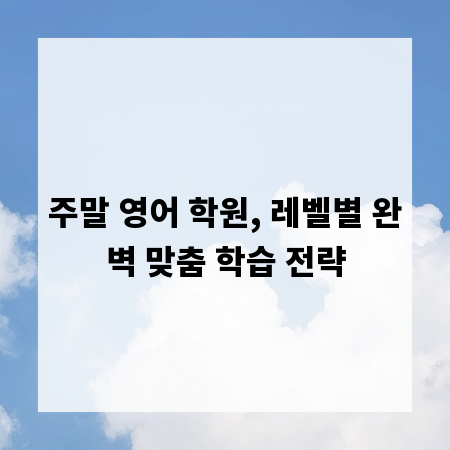 주말 영어 학원, 레벨별 완벽 맞춤 학습 전략