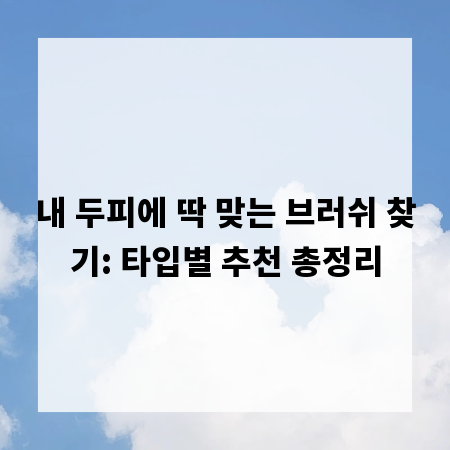 내 두피에 딱 맞는 브러쉬 찾기: 타입별 추천 총정리