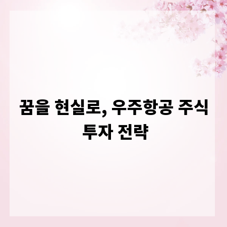꿈을 현실로, 우주항공 주식 투자 전략