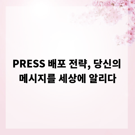 PRESS 배포 전략, 당신의 메시지를 세상에 알리다