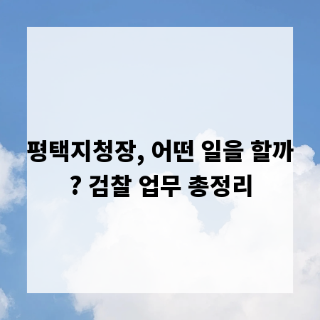 평택지청장, 어떤 일을 할까? 검찰 업무 총정리