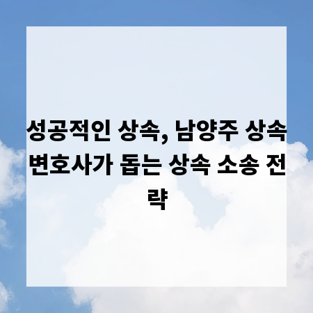 성공적인 상속, 남양주 상속변호사가 돕는 상속 소송 전략