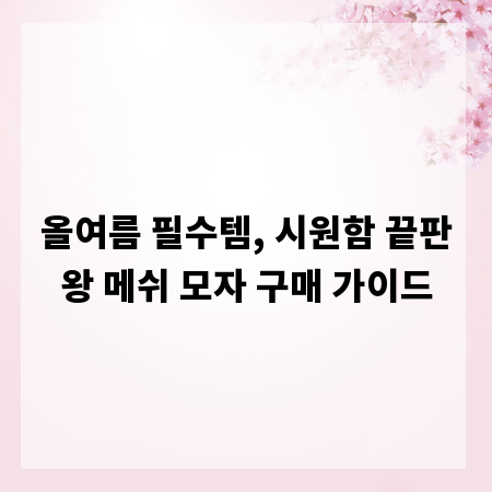 올여름 필수템, 시원함 끝판왕 메쉬 모자 구매 가이드