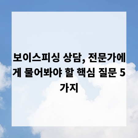 보이스피싱 상담, 전문가에게 물어봐야 할 핵심 질문 5가지
