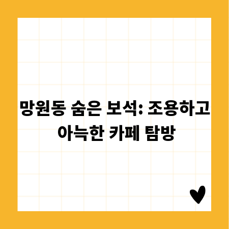 망원동 숨은 보석: 조용하고 아늑한 카페 탐방