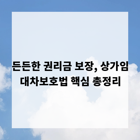 든든한 권리금 보장, 상가임대차보호법 핵심 총정리