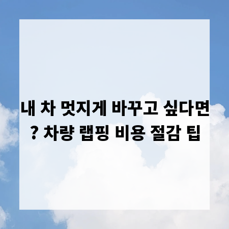 내 차 멋지게 바꾸고 싶다면? 차량 랩핑 비용 절감 팁