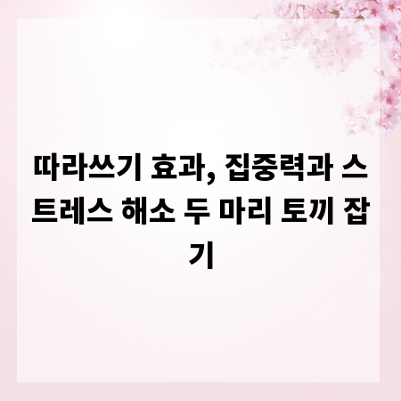 따라쓰기 효과, 집중력과 스트레스 해소 두 마리 토끼 잡기