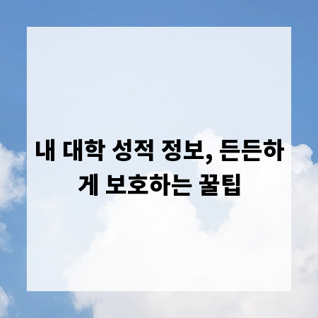 내 대학 성적 정보, 든든하게 보호하는 꿀팁