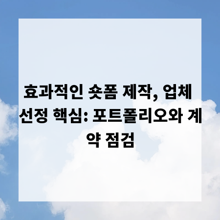 효과적인 숏폼 제작, 업체 선정 핵심: 포트폴리오와 계약 점검