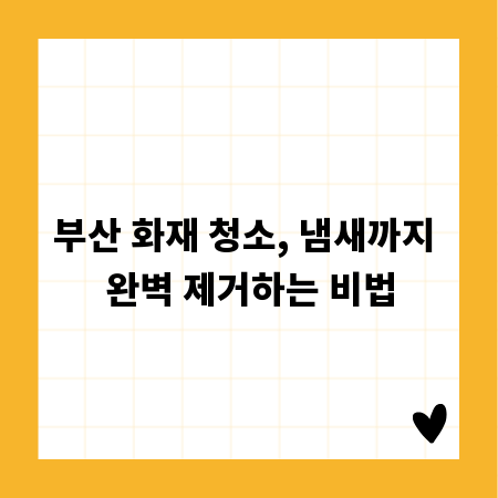 부산 화재 청소, 냄새까지 완벽 제거하는 비법