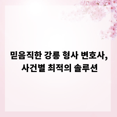믿음직한 강릉 형사 변호사, 사건별 최적의 솔루션