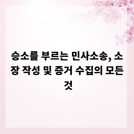 승소를 부르는 민사소송, 소장 작성 및 증거 수집의 모든 것