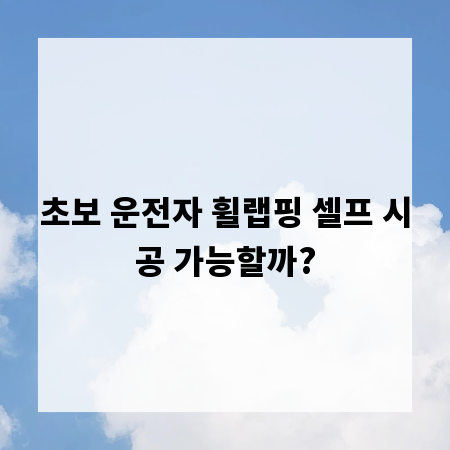초보 운전자 휠랩핑 셀프 시공 가능할까?