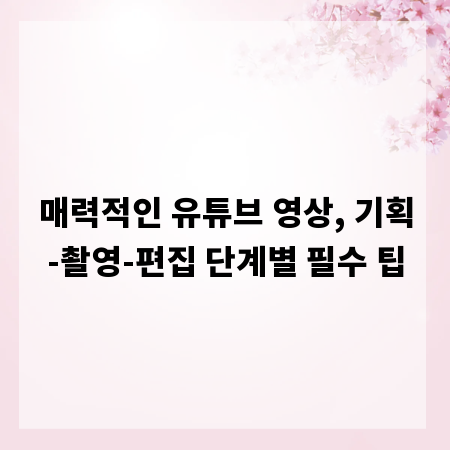 매력적인 유튜브 영상, 기획-촬영-편집 단계별 필수 팁