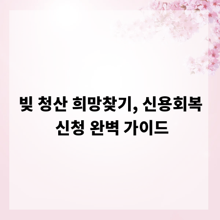 빚 청산 희망찾기, 신용회복 신청 완벽 가이드