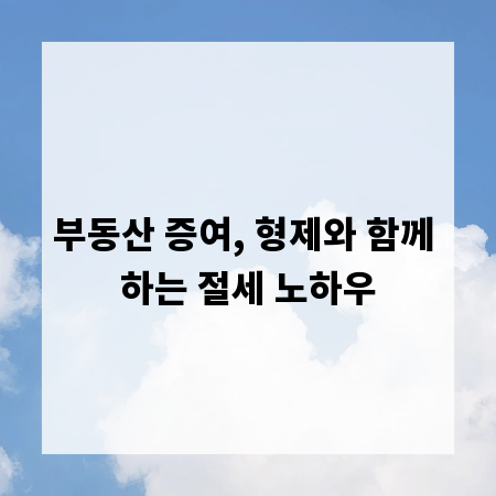 부동산 증여, 형제와 함께 하는 절세 노하우