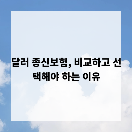 달러 종신보험, 비교하고 선택해야 하는 이유