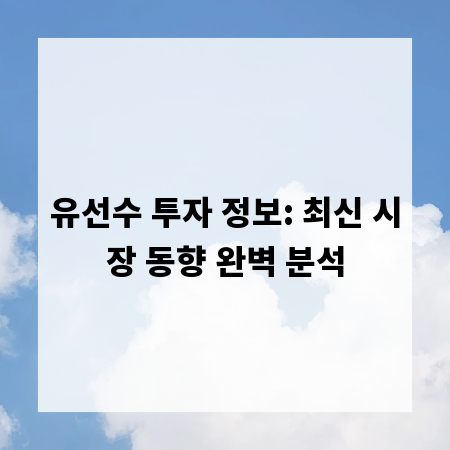 유선수 투자 정보: 최신 시장 동향 완벽 분석