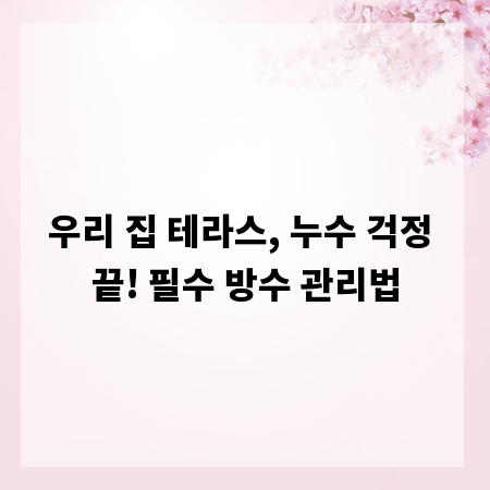 우리 집 테라스, 누수 걱정 끝! 필수 방수 관리법