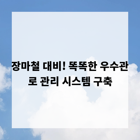 장마철 대비! 똑똑한 우수관로 관리 시스템 구축