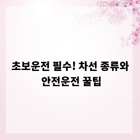 초보운전 필수! 차선 종류와 안전운전 꿀팁