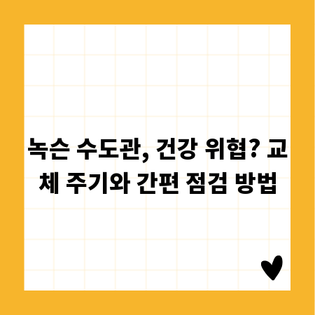 녹슨 수도관, 건강 위협? 교체 주기와 간편 점검 방법