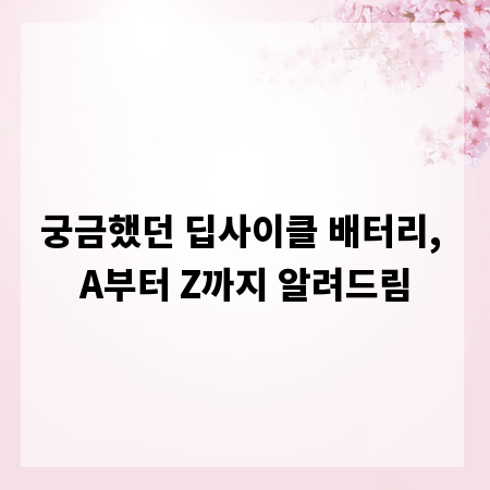 궁금했던 딥사이클 배터리, A부터 Z까지 알려드림