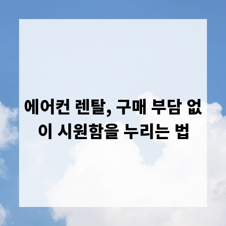 에어컨 렌탈, 구매 부담 없이 시원함을 누리는 법