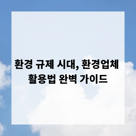 환경 규제 시대, 환경업체 활용법 완벽 가이드