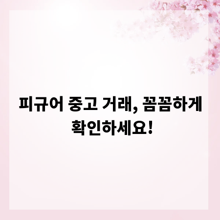 피규어 중고 거래, 꼼꼼하게 확인하세요!