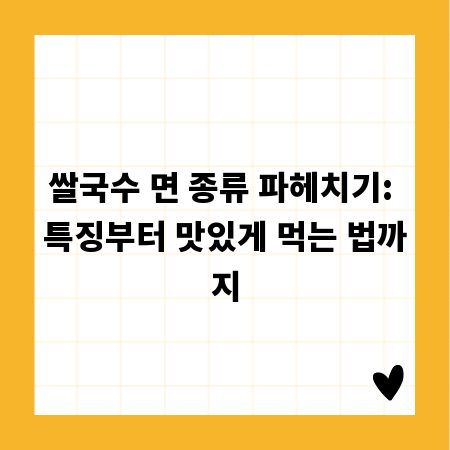 쌀국수 면 종류 파헤치기: 특징부터 맛있게 먹는 법까지