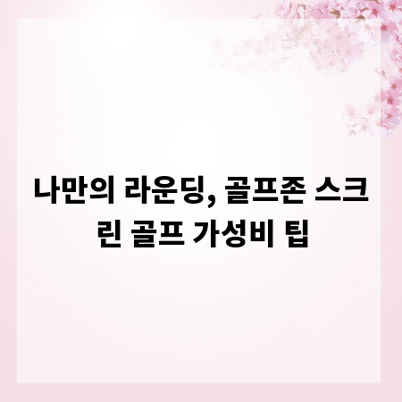 나만의 라운딩, 골프존 스크린 골프 가성비 팁