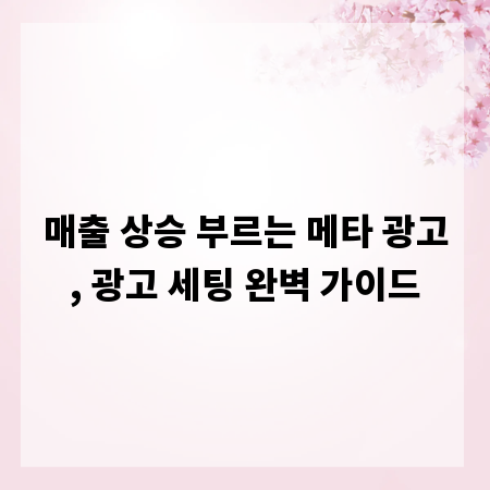 매출 상승 부르는 메타 광고, 광고 세팅 완벽 가이드