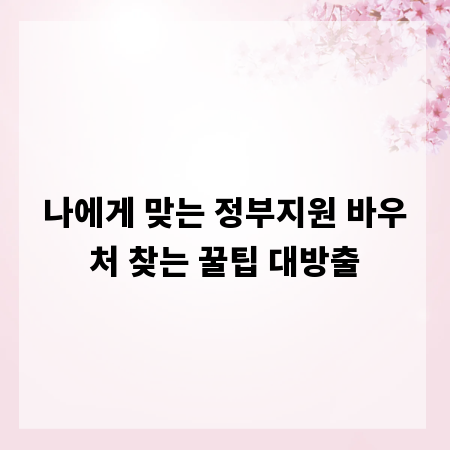 나에게 맞는 정부지원 바우처 찾는 꿀팁 대방출