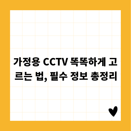 가정용 CCTV 똑똑하게 고르는 법, 필수 정보 총정리
