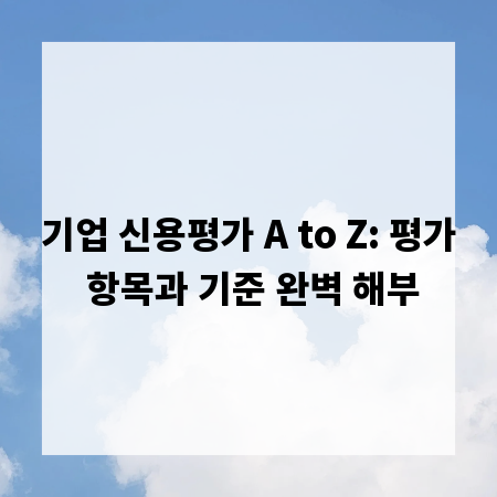 기업 신용평가 A to Z: 평가 항목과 기준 완벽 해부