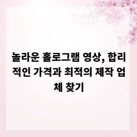 놀라운 홀로그램 영상, 합리적인 가격과 최적의 제작 업체 찾기