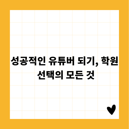 성공적인 유튜버 되기, 학원 선택의 모든 것
