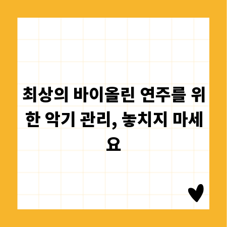 최상의 바이올린 연주를 위한 악기 관리, 놓치지 마세요