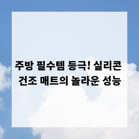 주방 필수템 등극! 실리콘 건조 매트의 놀라운 성능