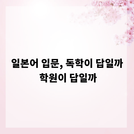 일본어 입문, 독학이 답일까 학원이 답일까