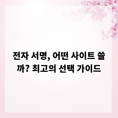 전자 서명, 어떤 사이트 쓸까? 최고의 선택 가이드