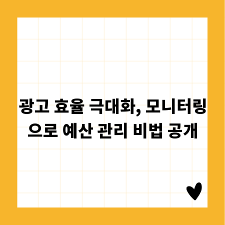광고 효율 극대화, 모니터링으로 예산 관리 비법 공개