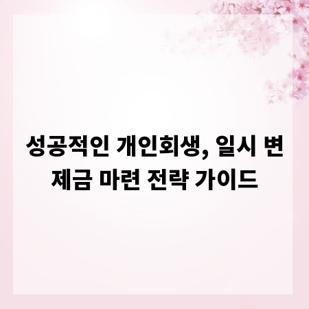 성공적인 개인회생, 일시 변제금 마련 전략 가이드