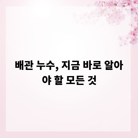 배관 누수, 지금 바로 알아야 할 모든 것