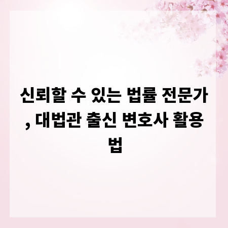 신뢰할 수 있는 법률 전문가, 대법관 출신 변호사 활용법