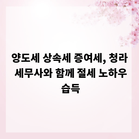 양도세 상속세 증여세, 청라 세무사와 함께 절세 노하우 습득